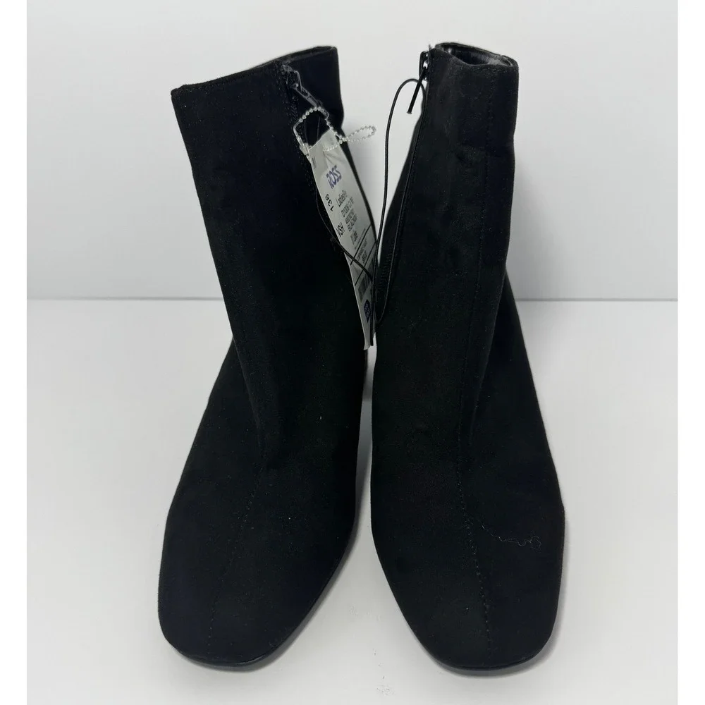 NWT Betsey Johnson Women's  Plaid Rhinestone Block Heel Black Ankle Boots 10